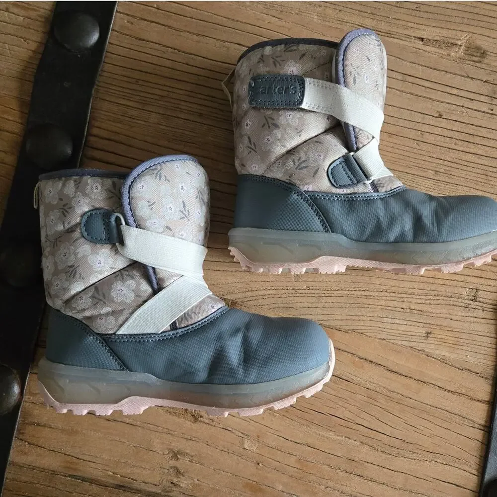 Carter's Snow Boots Gray Floral sz 12